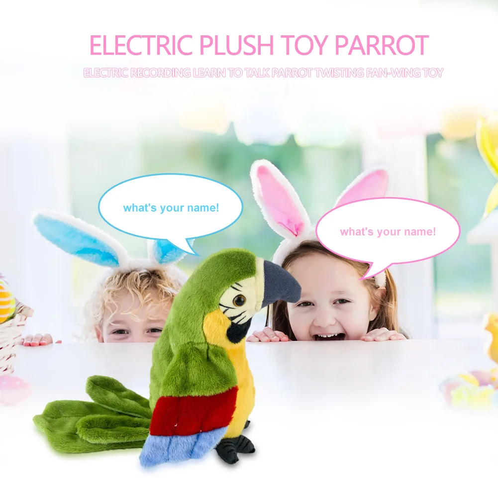 Mielas Kalbėti Garso Papūga Mosuoja Sparnais Elektros Papūga Įdaryti Pliušas Žaislai Vaikams Elektroninių Mini Imituojamas Žaislų Rinkiniai