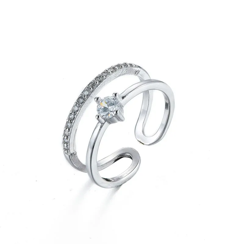 Sidabro/aukso spalvos AAA kubinis cirkonis reguliuojamas atidaryti mados pažadas žiedai moterų meilės šalies moterų anel piršto papuošalai R4679