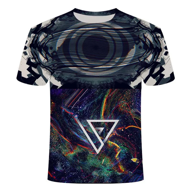 Vertigo, 3D atspausdintas apvalios kaklo vyriški t-shirt marškinėliai tunelio 3D atspausdintas vyriški t-shirt gatvės stilius