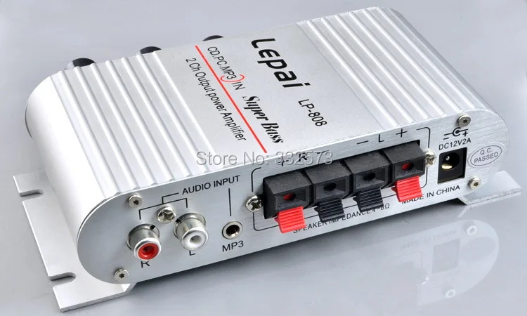 LP-808 mini HiFi Super Bass Automobilinį Stiprintuvą, Mobilųjį telefoną, MP3 PC 20W X2 RMS namuose stiprintuvas 12V