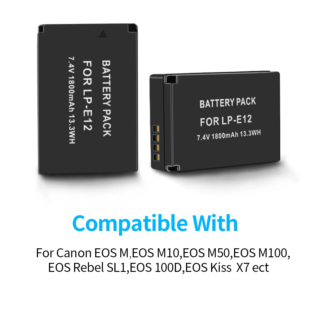 1800mAh LP-E12 LP E12 LPE12 Li-ion Baterija + LCD USB Dual Kroviklis Canon EOS M50, EOS M100,100D Kiss X7 Rebel SL1 Fotoaparatas