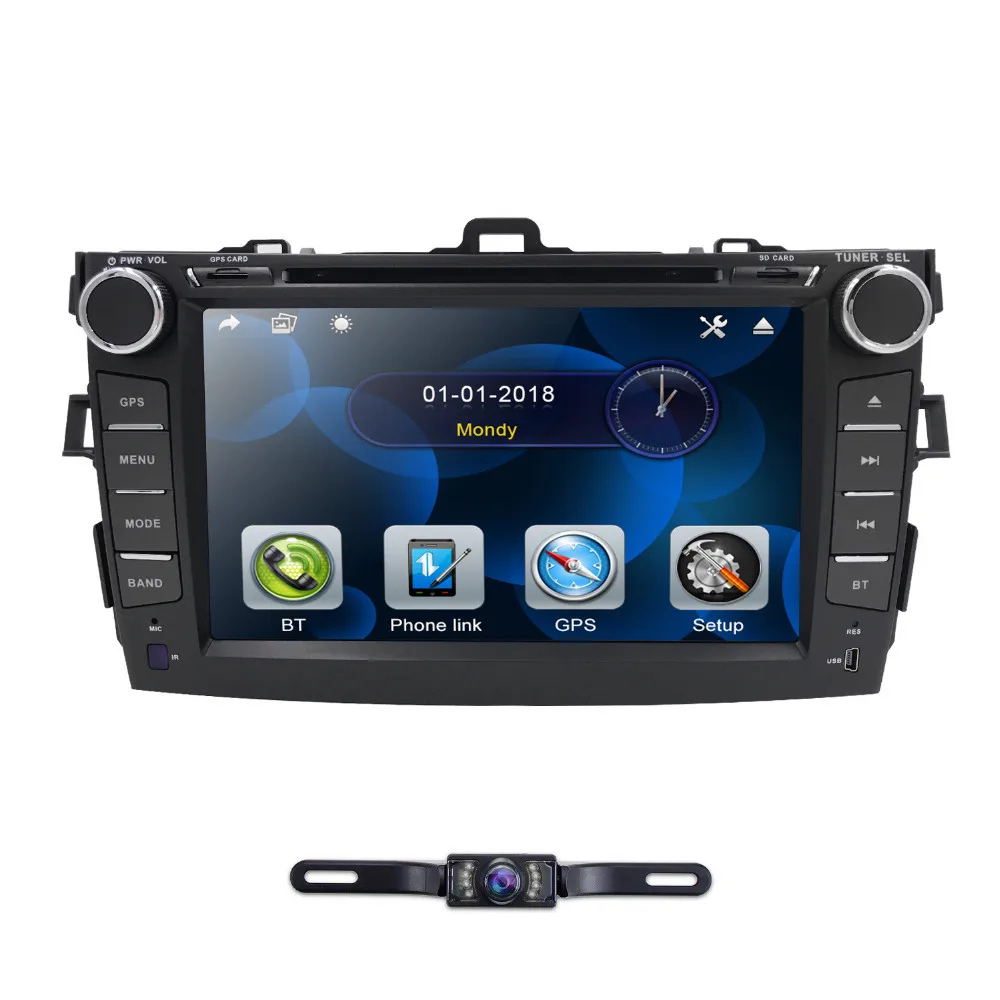 Toyota Corolla 2007-2011 m. 2 DIN car DVD grotuvas su GPS Radijas stereo SWC capacitive ekranas Audio USB multimedia navigacijos BT