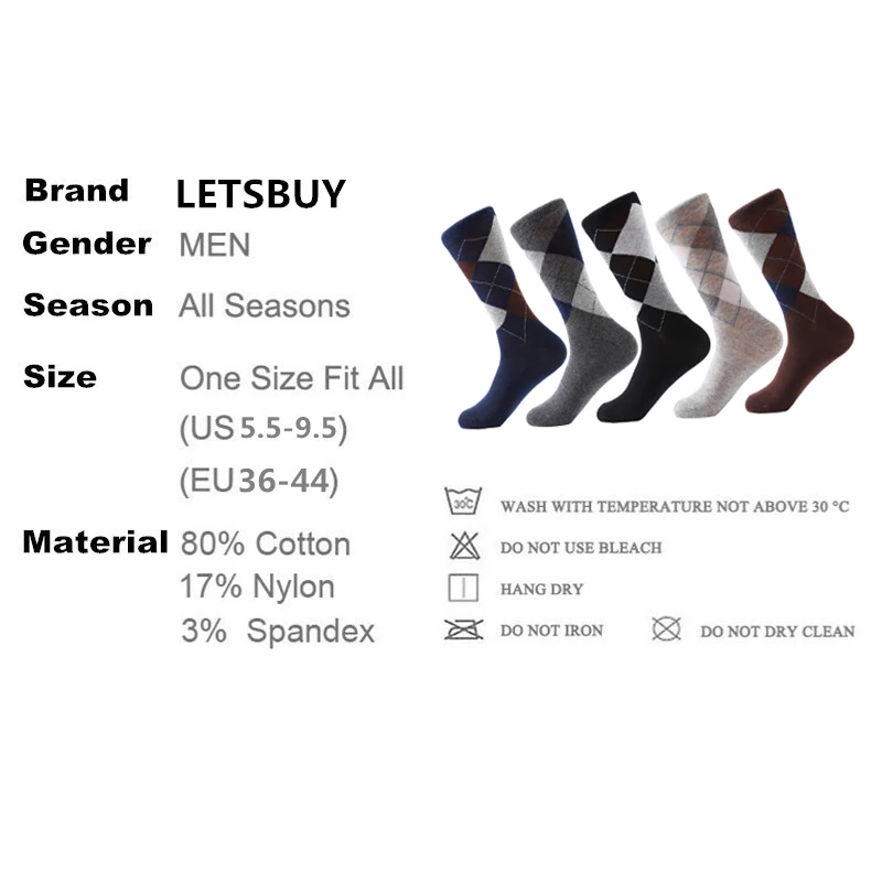 LETSBUY 10 porai/daug Vyrų kojinės vientisos spalvos Medvilninių Kojinių Argyle modelio įgulos kojinės verslo suknelė atsitiktinis juokinga ilgos kojinės