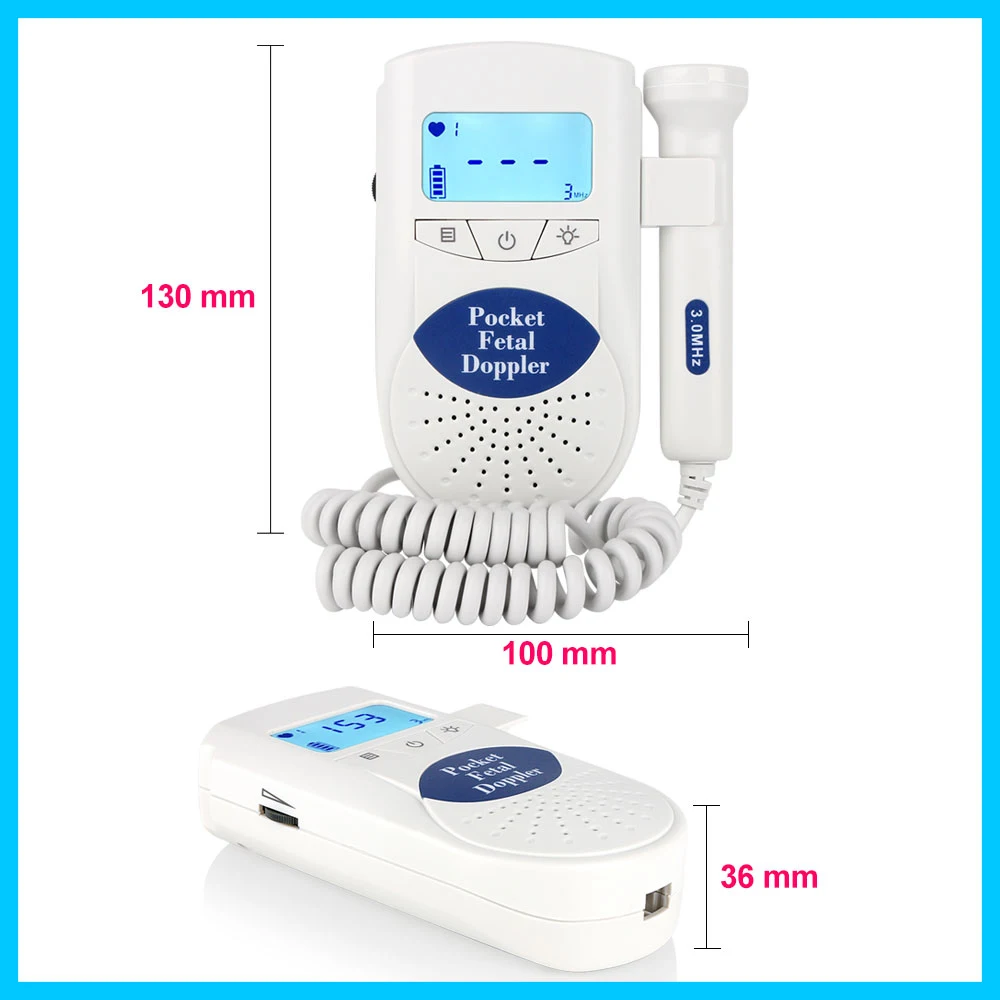 MEGZTINIS Vaisiaus Doplerio Širdies Detektorius Nešiojamų Ultragarso Kūdikio Širdies ritmo Monitorius LCD Apšvietimas CE, FDA 3M Zondas JPD-100S6