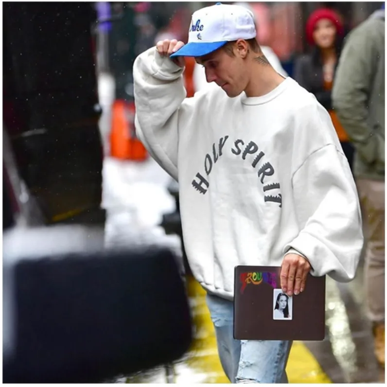 Kanye Sekmadienis Paslaugos Spausdinti Puloveriai) Su Justin Bieber Vintage Plauti Palaidinės Mens Streetwear Hoodie Raidžių Spausdinti Hip-Hop
