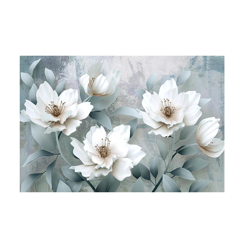 Baltųjų Gėlių, Augalų Kraštovaizdžio Drobė Meno Tapybos Skandinavijos Plakatai ir Spausdina Cuadros Sienos Meno Nuotrauką Kambarį Dekoro