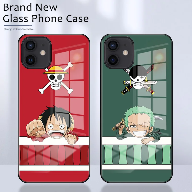 Apsaugos Mielas One piece anime Grūdinto Stiklo dangtis atveju Iphone 12 11 pro max X xr xs max 6 6s 7 8 plus se 2020 m. 12 mini