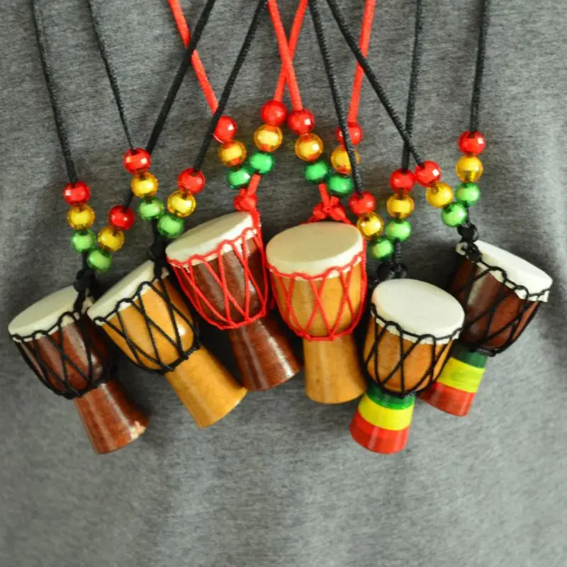 5vnt Mini Jambe Būgnininkas Individualumą Djembe Pakabukas Mušamųjų Muzikos instrumentų Karoliai Afrikos Ranka Būgno Priedai Žaislas