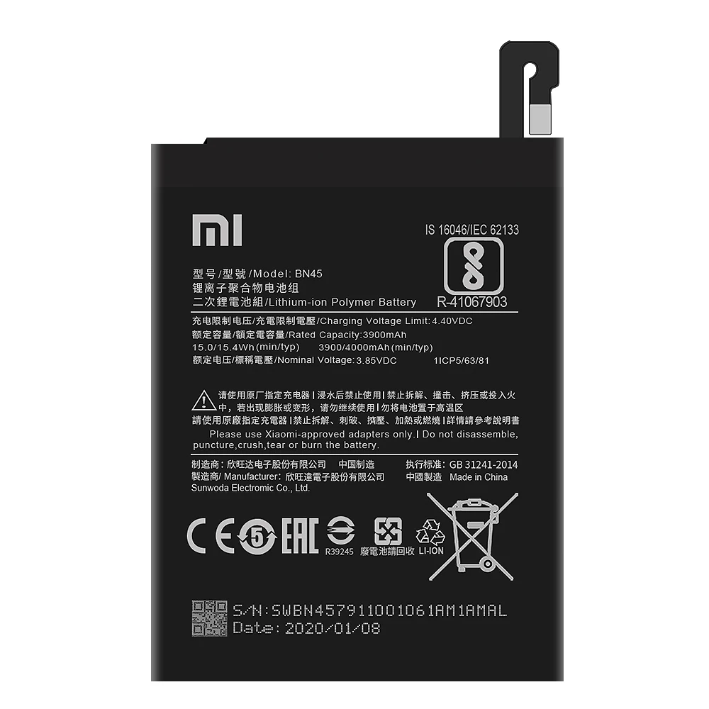 Xiaomi Originalios Baterijos BN45 4000 mAh už Xiaomi Redmi 5 Pastaba Aukštos Kokybės Telefoną, Baterijos Pakeitimas