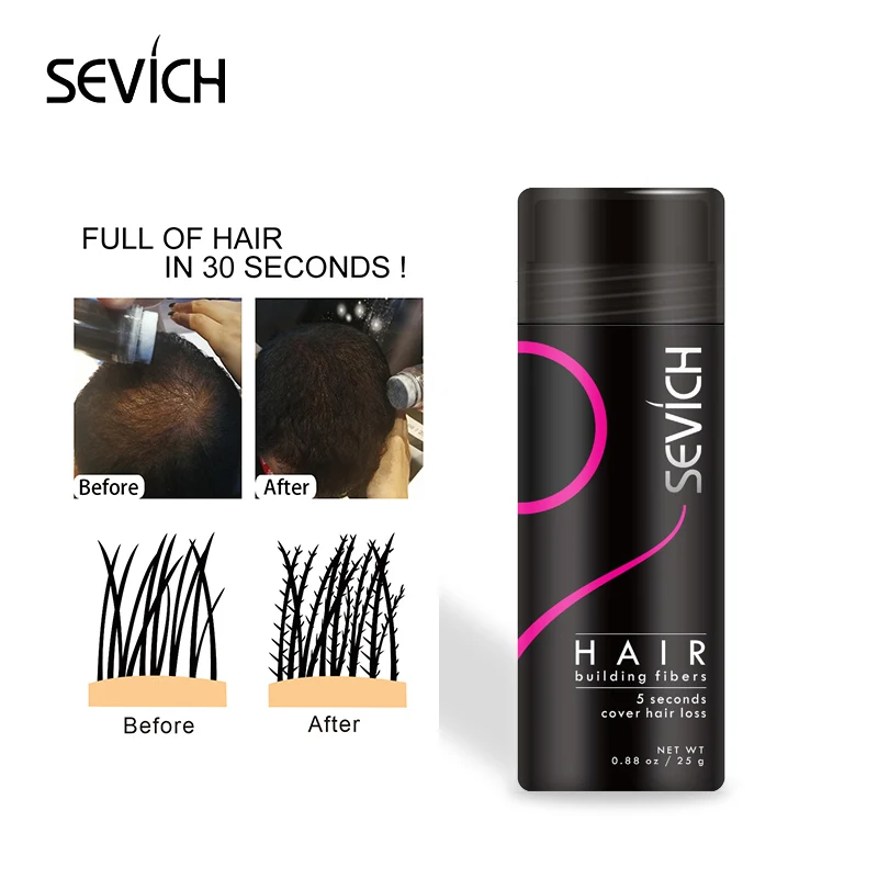 Sevich Plaukų Pastato Pluošto Rinkinį Keratino Pratęsimo Milteliai Vyrų ir Moterų 25g Plaukai Atauga Pluošto + Aplikatorių Plaukų Slinkimas Produktas