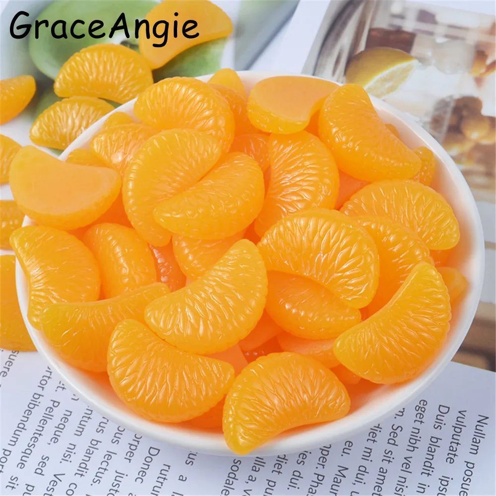 GraceAngie 20pcs Imitacija Vaisių Orange disc Dervos Priedai Mielas Pakabukai Dekoruoti Ornamentas 