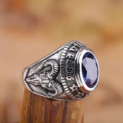 925 Sidabro spalvos Granato akmens Žiedas Vyrams Moterų Graviruotas Ram Vyrų Mados Sterlingų Tailando Sidabro spalvų Papuošalai