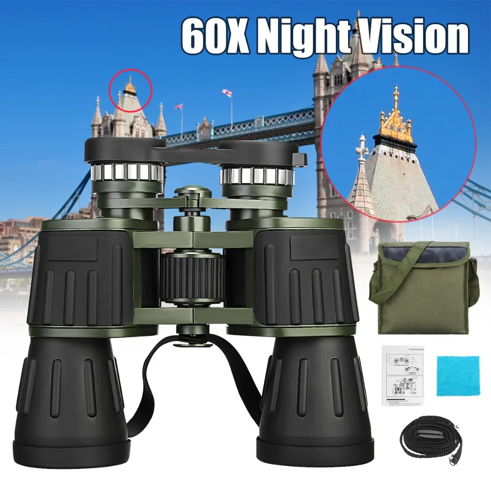 Lauko pėsčiųjų 60x50 Naktinio Matymo Karinės Armijos Zoomable Galingas HD Žiūronai Medžioklei Stovyklavimo įranga, survival kit