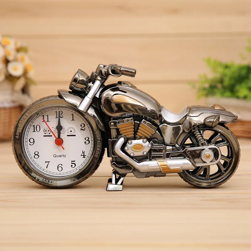 Retro motociklų modelis gimtadienio dovana apdailos žadintuvas miniatiūrinės statulėlės kambarį 
