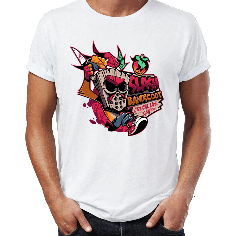 Vyriški Marškinėliai Akvarelė Crash Bandicoot Juokinga Vaikystės Herojus, Iliustracijų Piešimas Atspausdinta Tee