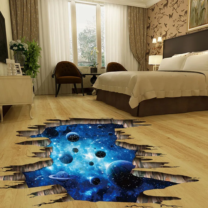 Naujas 3d kosminės erdvės galaxy Grindų Lipdukas vaikams sienų lipdukai vaikų kambario darželio kūdikių miegamųjų namo apdailos lipdukai freskomis