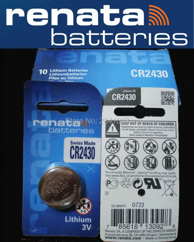 10Xrenata ličio Baterija CR2430 3V %100 originalus prekių renata 2430 baterija