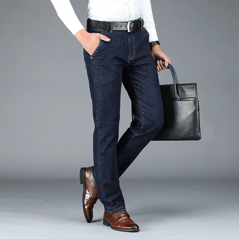 Verslo Classic Ruožas Vyrų Džinsai Mados Prarasti Tiesiai Jeans Mens Kelnės Prekės Rudens Žiemos Naujos Laisvalaikio Kelnės
