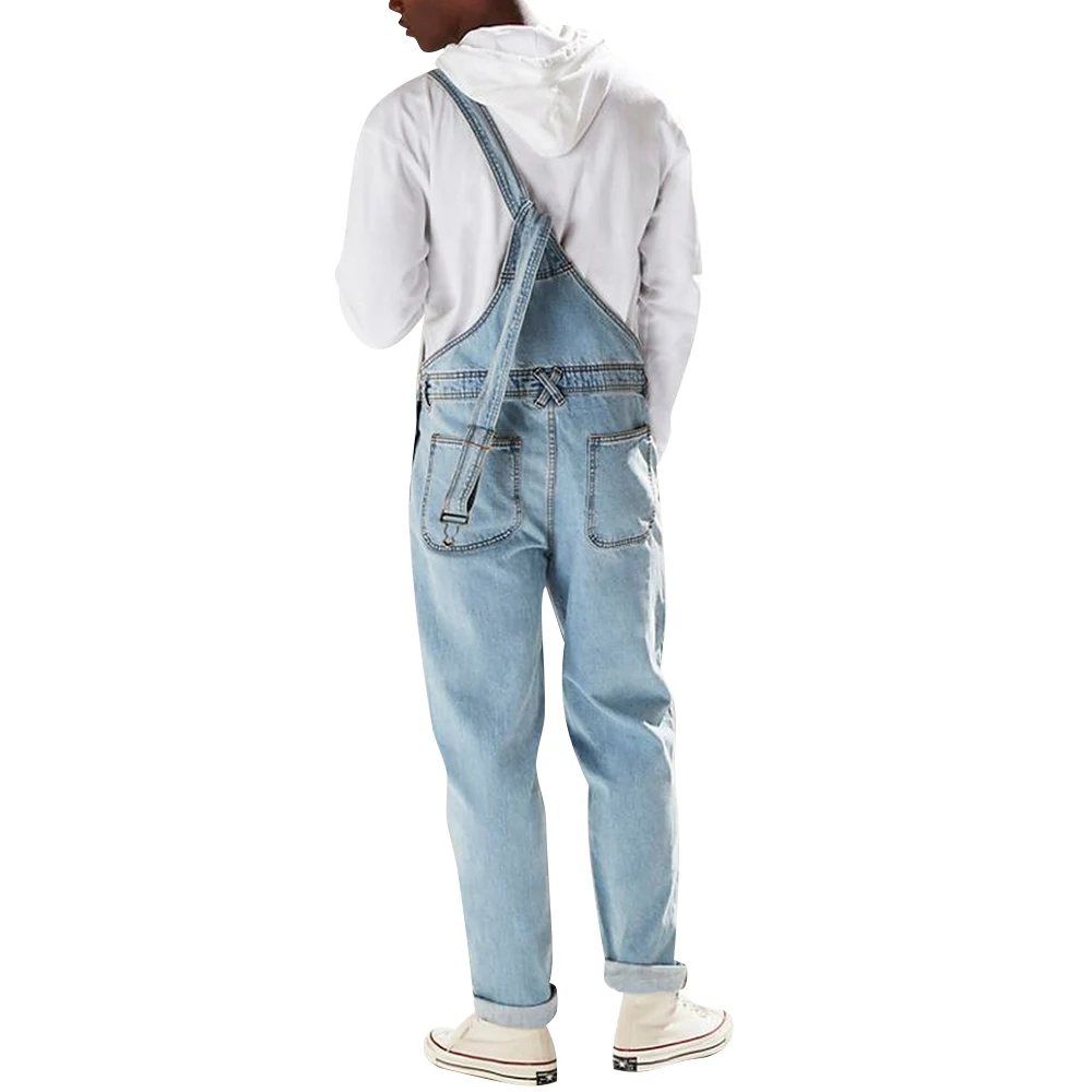 Kombinezonai su antkrūtiniais jeans vyriški džinsai vyrams hip-hop tiesiai džinsinis kombinezonas streetwear naujas vyrų jumpsuit