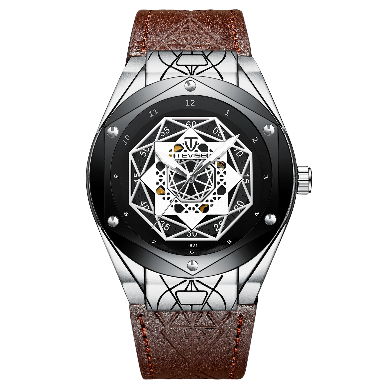 2019 Mados Tevise Top Brand Vyrų Automatinis Laikrodis Su Šviesos Prabanga Skeletas Mechaniniai Laikrodžiai Laikrodis