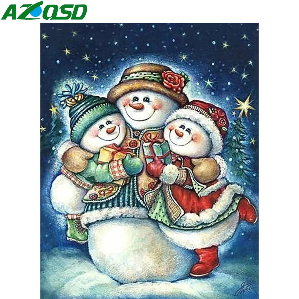 AZQSD Diamond Tapybos Rinkinio Sniego, Kalėdų Diamond Siuvinėjimo Animaciją Paveikslėlį Strazdų Namų Dekoro Cross Stitch Art Dovana
