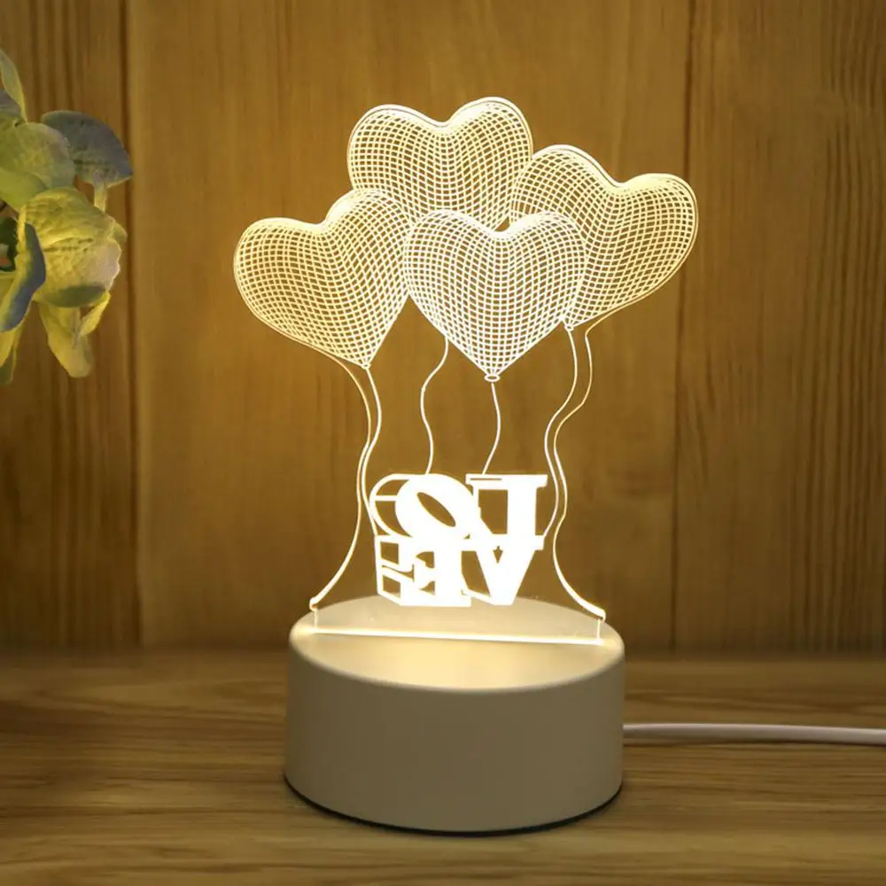 Romantiškos Meilės 3D Lempos širdelės formos Balionas Akrilo LED Nakties Šviesos Dekoratyvinis Stalo Lempa Valentino Diena Brangioji Žmonos Dovana