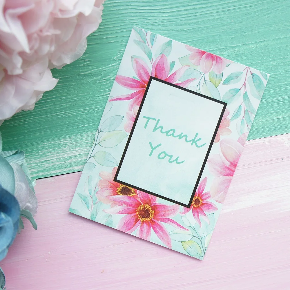 50pcs Mini Kortelės gėlių ačiū kortelę elegantiškas stilius multi-naudoti kaip Scrapbooking kvietimą PASIDARYK pats Apdailos šalies dovanų kortelės pranešimą