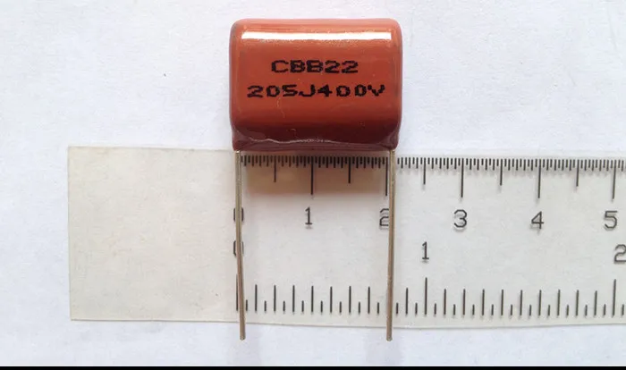 CBB22 205J 400V 2UF P=20MM CBB metalo kino kondensatorius
