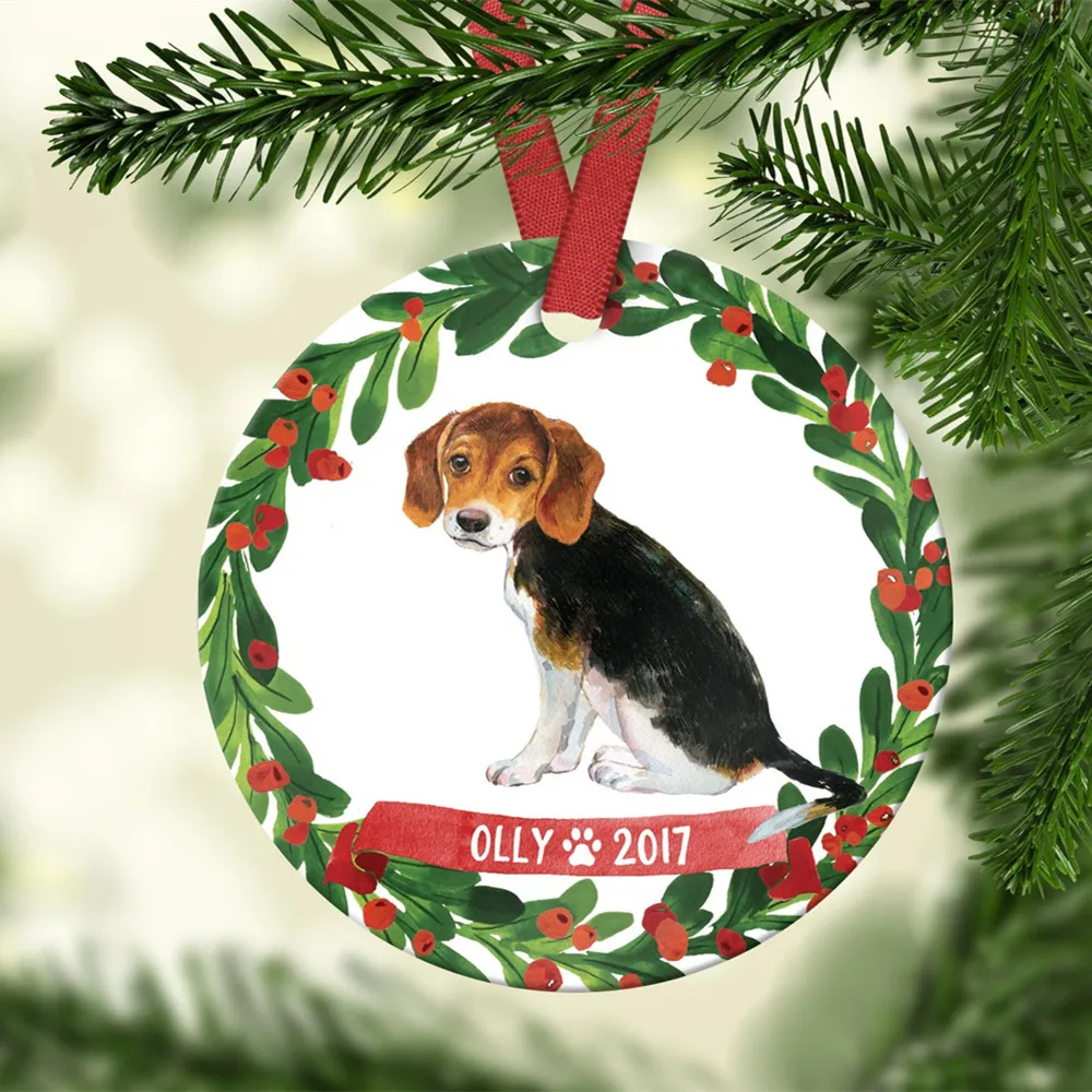 Individualus spausdinimas nuotrauka Dop pet Kalėdų eglutės Ornamentas - asmeninį šuo ornamentas - akvarelė orange šuo Kalėdų ornamentu