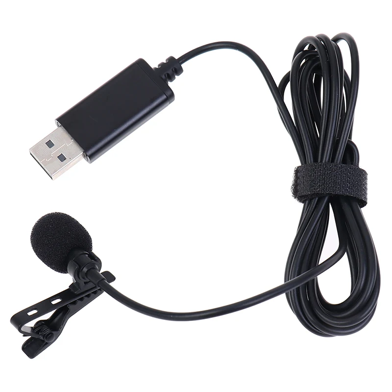 Nešiojamas USB Mini Mikrofonas 2m Atvartas Lavalier Mic Clip-on Kilpa Mikrofonas