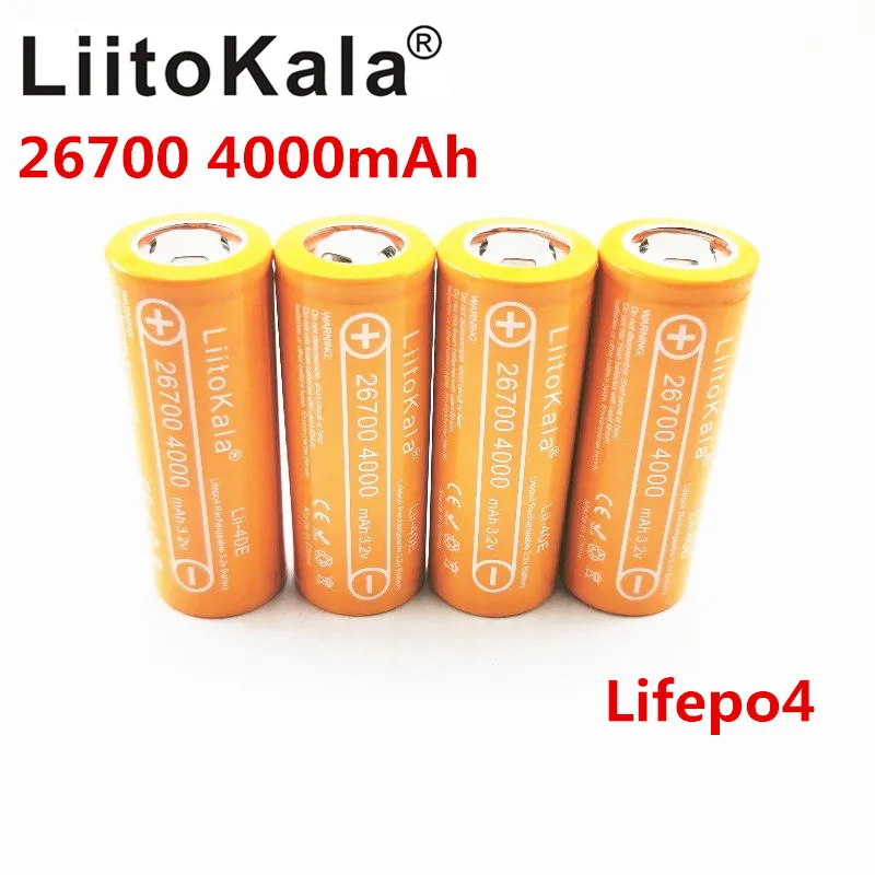 LiitoKala Lii-40E3.2V 26700 4000mAh Lifepo4 Akumuliatorius šviesos saulės šviesa mikrofonai Vietoj 26650