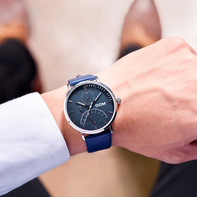 DOM Atsitiktinis Sporto Laikrodžiai Vyrams Blue Top Brand Prabanga Karinės Odinis Riešo Žiūrėti Žmogus Laikrodis Mados Šviesos Laikrodį M-511