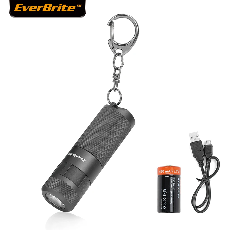 EverBrite LED Žibintuvėlis USB Įkraunamas Žibintuvėlis Mini Aliuminio Kišeninis Žibintuvėlis Keychain IP65 Vandeniui EDC Nešiojamų 16340 160LM