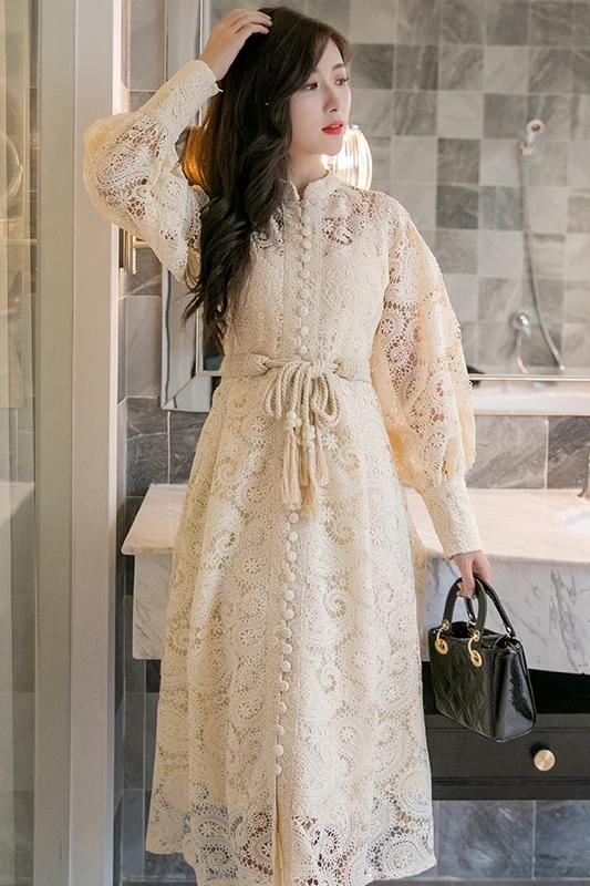 YAMDI midi suknelė moterims, elegantiška vintage-line kilimo ir tūpimo tako suknelė naują korėjiečių šalis 2020 m. pavasarį, vasarą moteris ilgomis rankovėmis tuščiaviduriai iš diržas