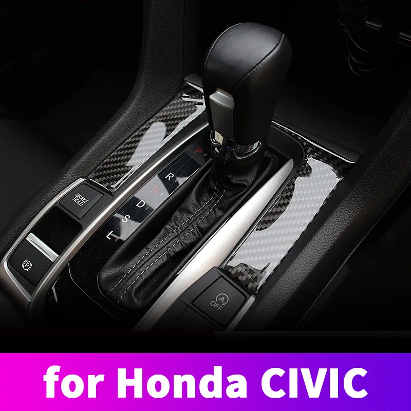 Anglies pluošto vidaus kontrolės pavarų skydelio apdailos lipdukai pakeitimo tiekimą Honda Civic 10 2017 2018 2019 2020