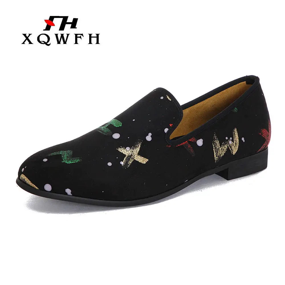 XQWFH Vyrų anglų Raidėmis Spausdinimo mokasīni Vyrų laisvalaikio bateliai mažai pagrindinių pokylių bei vestuvių batai