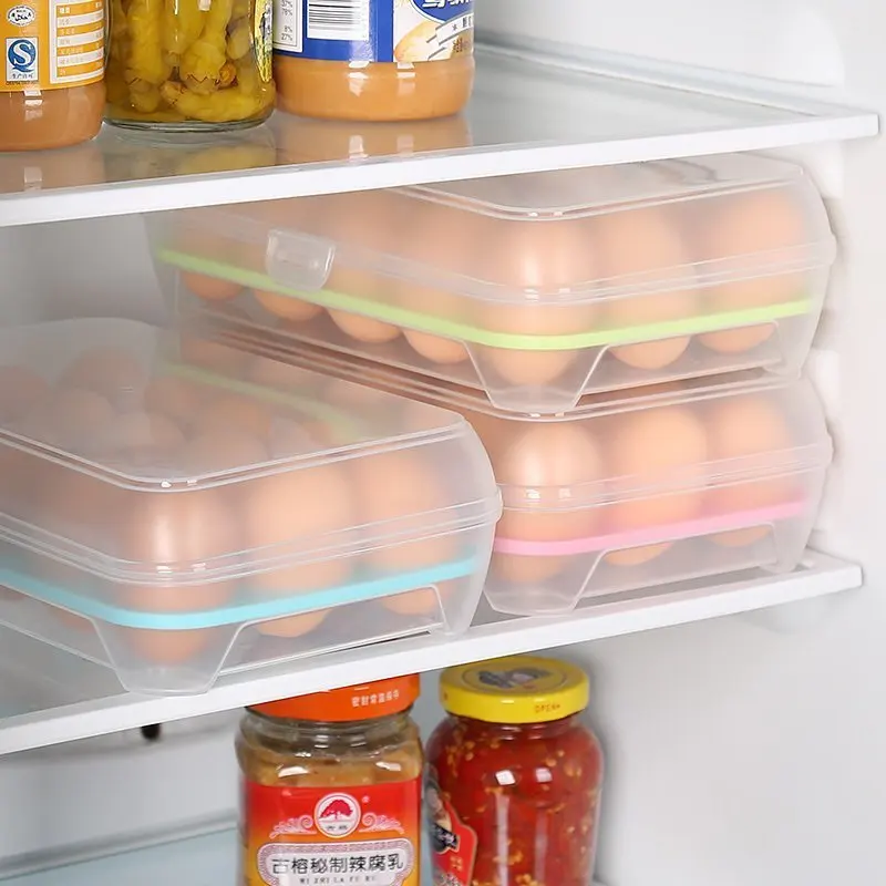 Virtuvė 15 Tinklelis, Šaldytuvas Kiaušinių Dėžutės Laikymo Dėžutė Plastikiniai Nešiojami, Kuriems Talpinimo Buitinių Kiaušinių Dėklas