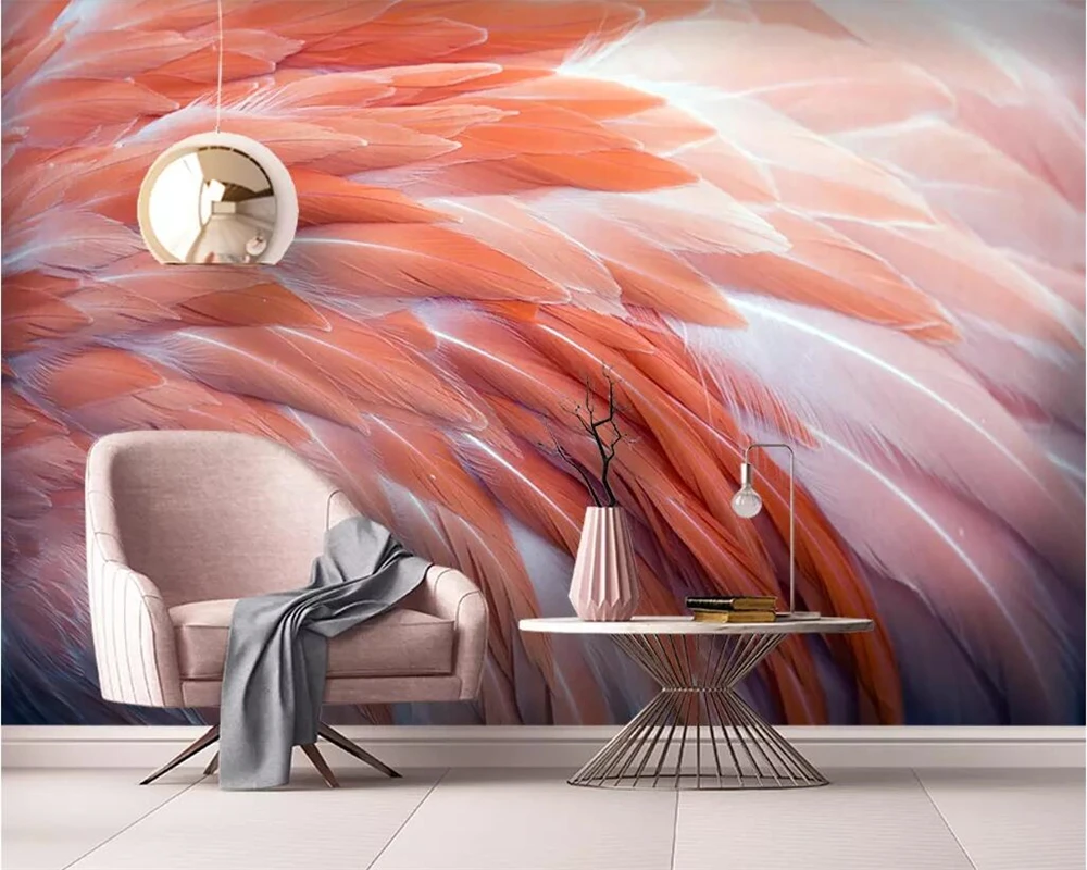 Beibehang Užsakymą tapetai HD Šiaurės flamingo plunksnų kambarį, miegamąjį, TV foną, sienos, namo apdailos freskomis 3d tapetai