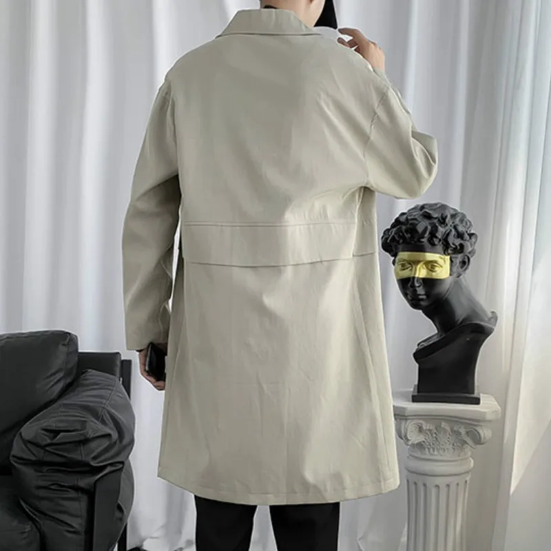 Vyrai Tranšėjos Paltai Prarasti Kietas, Rudens Vidutinio ilgio Japonų Stiliaus Laisvalaikio Paprasta Visų rungtynių Stilingas Mens Prašmatnus Streetwear Kostiumas, Paltai