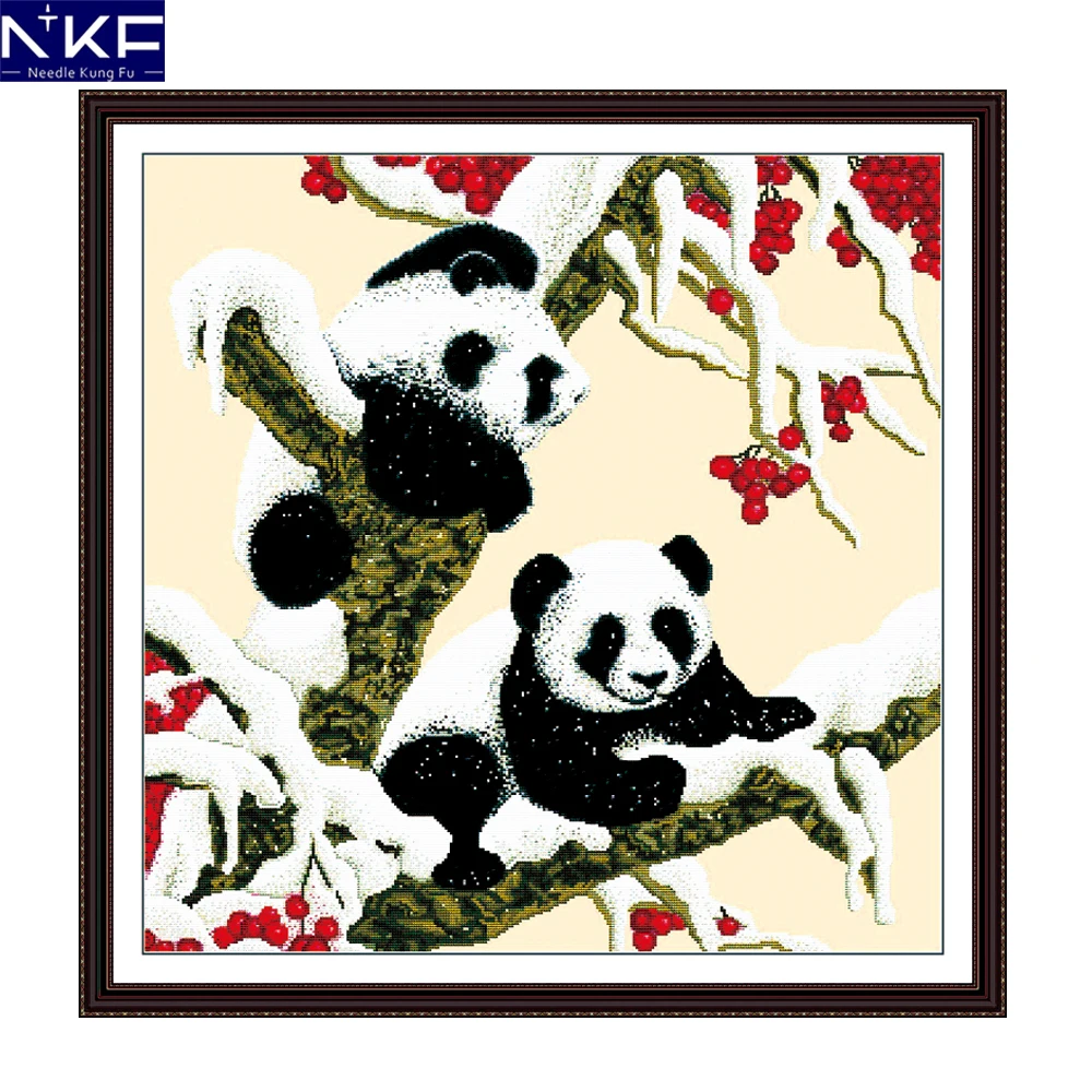 NKF Mielas Panda Cross Stitch Gyvūnų Modelio 11CT14CT Tapybos Needlepoint Rinkiniai Kinijos Kryželiu Siuvinėjimo Namų Dekoro