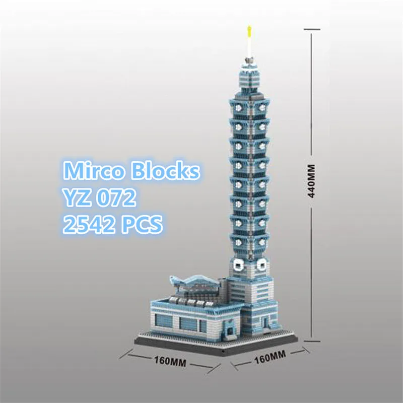 YZ Taibei 101 Statybos Deimantų Blokai Pasaulyje Garsaus Architektūros modelių Kūrimo Rinkiniai Miesto Kūrėjas, Pasaulio Žaislų #2542pcs