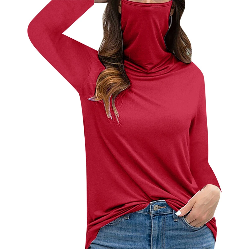 Moteriški Marškinėlius Atsitiktinis Palaidų Golfo ilgomis Rankovėmis Veido Kaukė T-shirt Viršūnių Pavasario Rudens Mados Ponios Tee Viršūnės, Plius Dydis S-5XL