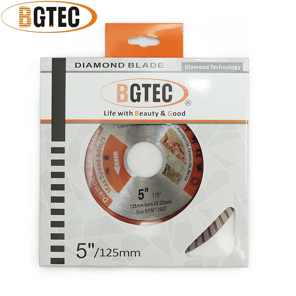 BGTEC 2vnt 5 colių Diamond Karšto Paspaudus Diamond Superthin Turbo pjūklų 125MM Kietos Medžiagos Keraminės Plytelės, Granito Pjovimo diskas