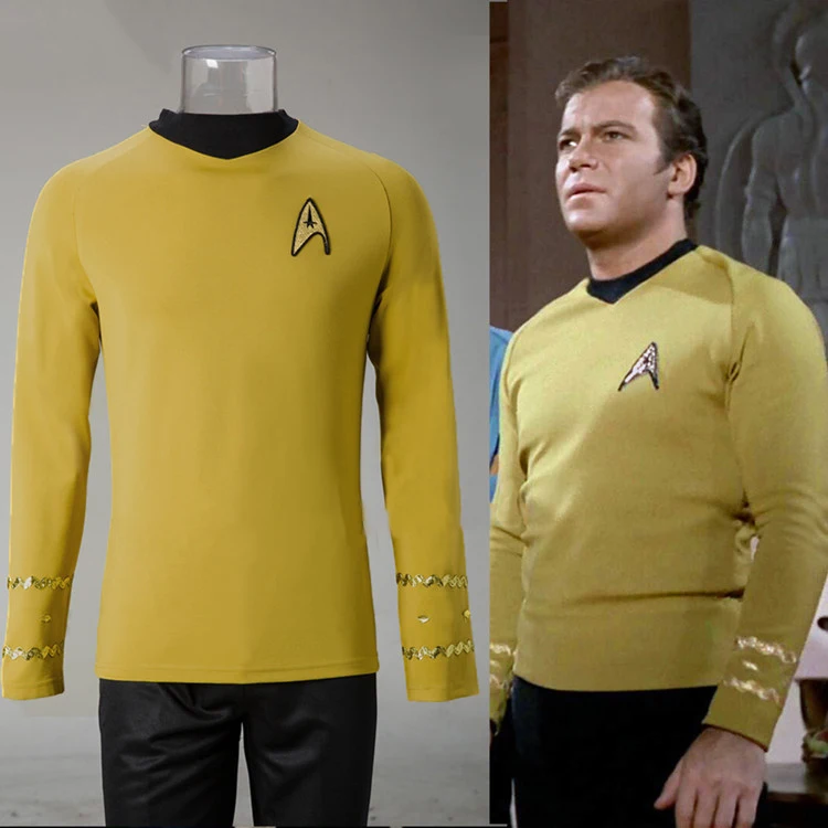Cosplay Žvaigždžių TOS Originalo Serijos Trek Kirk Marškiniai, Uniformos Kostiumas Helovinas Geltona Kostiumas