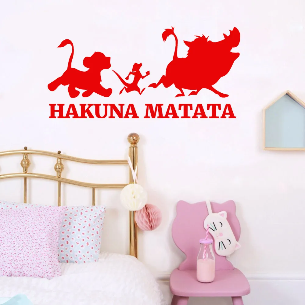 Liūtas Karalius sako: Hakuna Matata Ne Nerimauti citata sienos lipdukai dekoratyviniai namų declas nuimamas vinilo sienos meno lipdukai 18Oct
