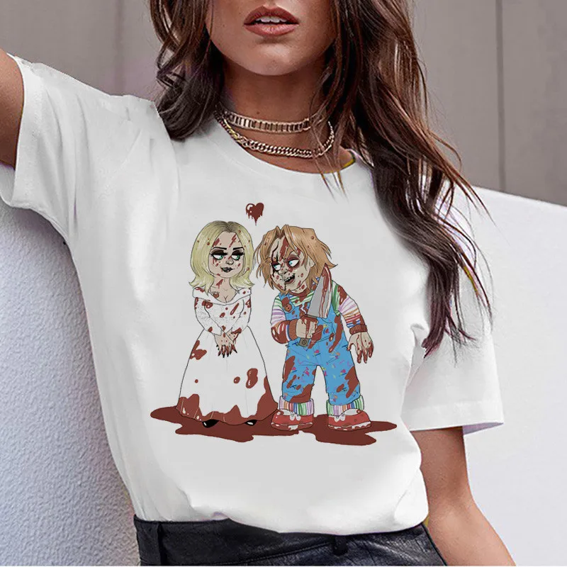 Chucky Siaubo Aukštos Kokybės kietas moterų nauji marškinėliai streetwear ulzzang tee marškinėliai t-shirt mados moterų femme naujus marškinėlius viršų