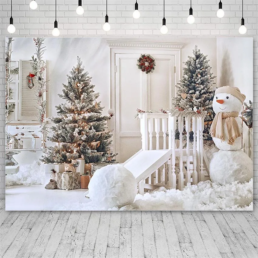 Avezano Backdrops Žiemos Linksmų Kalėdų Medžio Sniego Dovanos Vainikas Šviesos Dekoro Baneriai Fotografijos Fone Fotostudija
