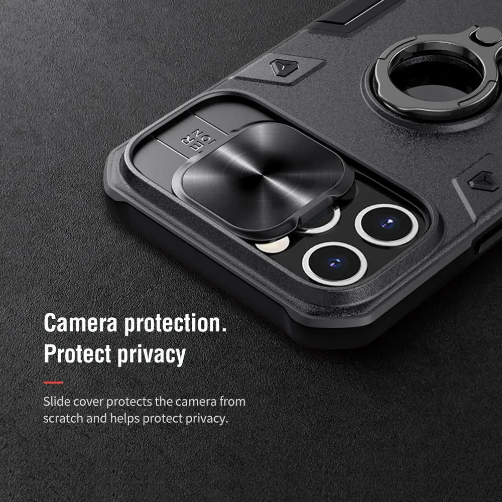 NILLKIN Šarvai atveju iPhone 12 11 Pro Max 12 Mini Galinio dangtelio vaizdo Kameros Apsaugos Piršto Žiedo Laikiklio Dangtelį iPhone 12 Pro Max