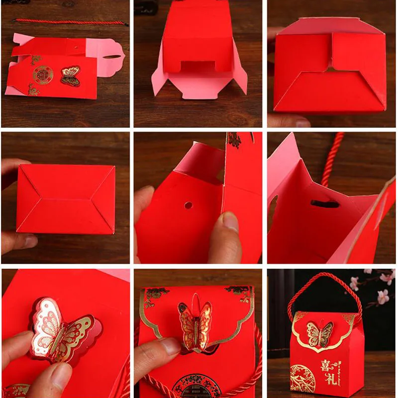 50pcs Kūrybos stiliaus Kinijos Saldainių Dėžutė Aukso Folija Vestuvių Naudai ir dovanos suvenyrai Santuokos Dovanų Dėžutė Pakuotės Šalies Prekių