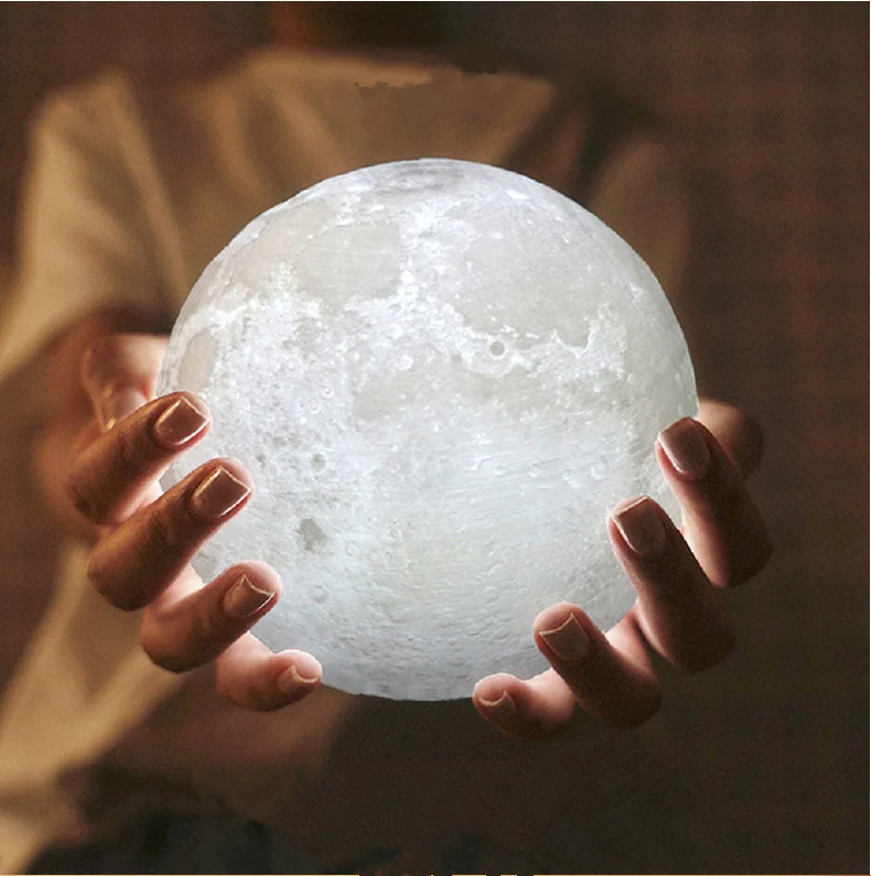 Mėnulio Šviesos Lempa, Švyti Mėnulis Pasaulyje Šviesos 3D Žėrintis Mėnulio Lempa Su Stovu Luna Mėnulio Lempa su 3 Spalvų(Cool/Šilta Balta ir Geltona)